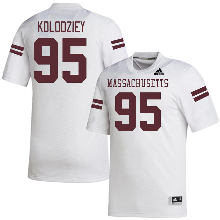 Massachusetts Minutemen #95 CJ Kolodziey College Football Jerseys Stitched-White